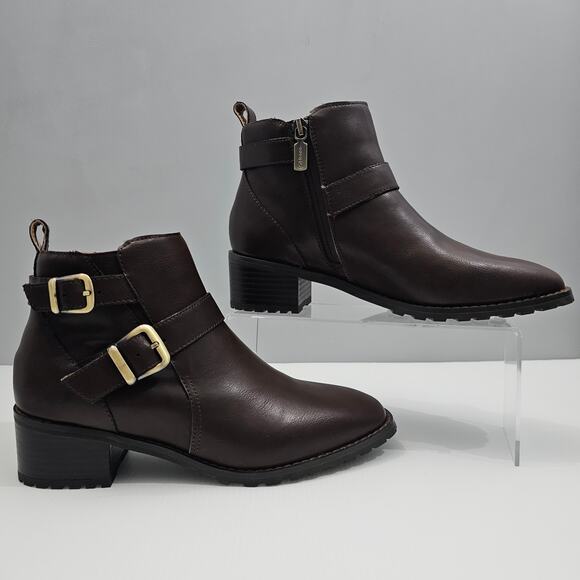 NEW Blondo Shantel Ankle Bootie Womens 8 Brown Leather Waterproof Moto Western - Picture 3 of 14